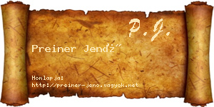 Preiner Jenő névjegykártya