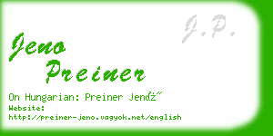 jeno preiner business card